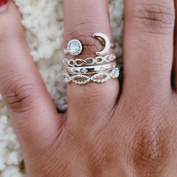 Silver Minimalist Stackable Rings - Picture 2 of 8